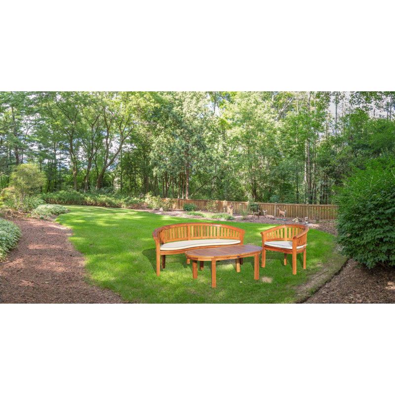 Olive Grove Solid Teak Peanut Shape 2 or 3 Seater Garden Bench COMPLETE